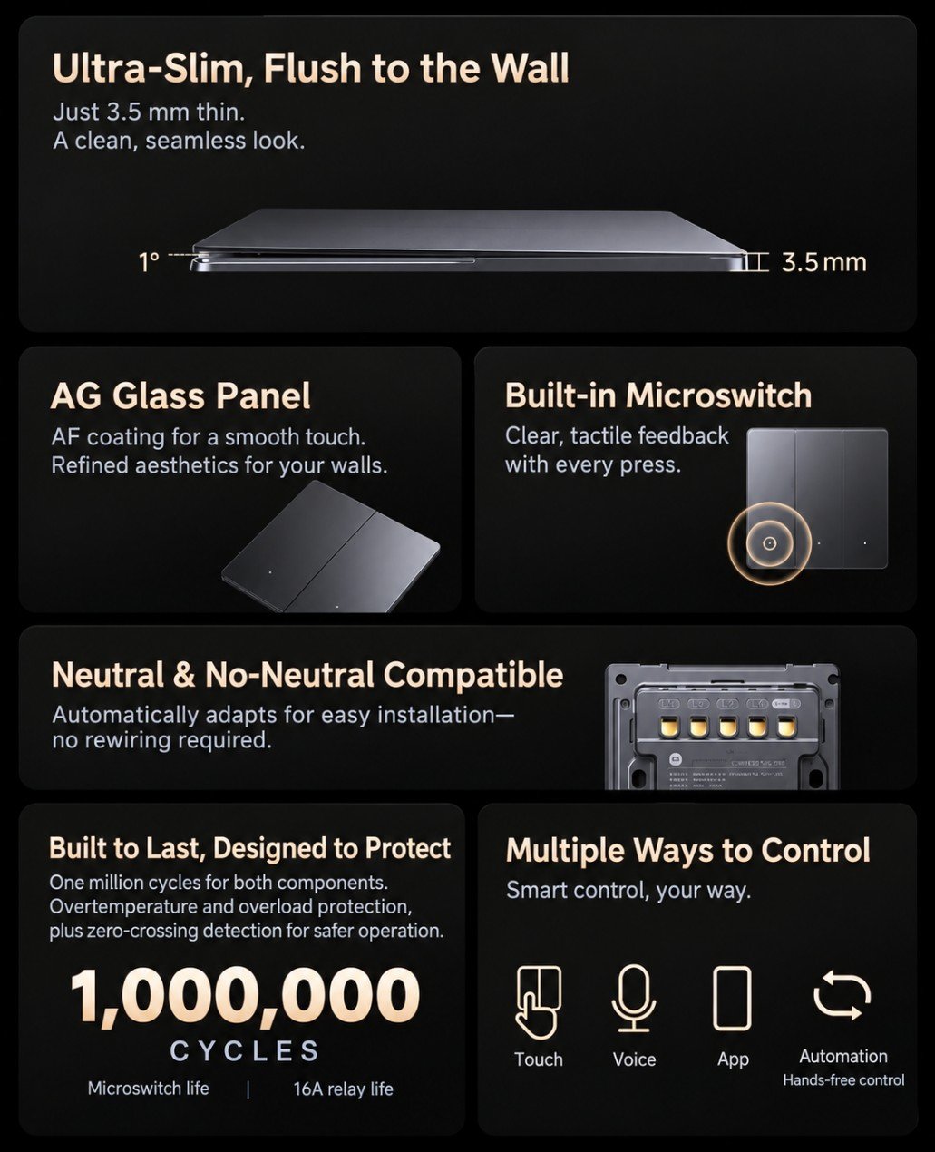 Xiaomi Smart Switch 2 Pro: 3.5mm Glass Switch That Works Without a Neutral Wire Xiaomi Smart Switch 2 Pro: 3.5mm Glass Switch That Works Without a Neutral Wire