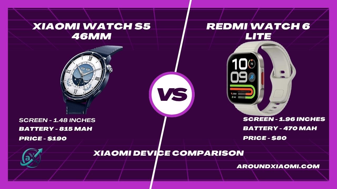 Xiaomi Watch S5 46mm vs Redmi Watch 6 Lite Xiaomi Watch S5 46mm vs Redmi Watch 6 Lite